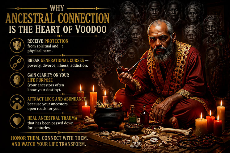 Ancestral altar with photos, candles, water glass, and offerings